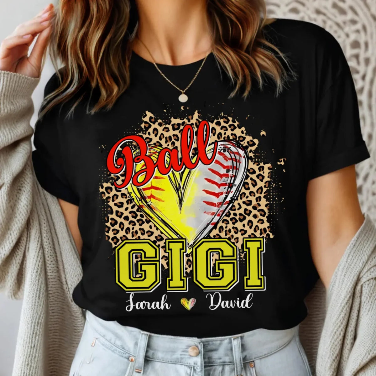 Baseball Softball Grandma Leopard Heart mk 3