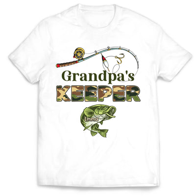 Grandpa's Keepers Camouflage - Personalized T-Shirt, Fishing Gift for Dad/Grandpa, Father's Day Gift