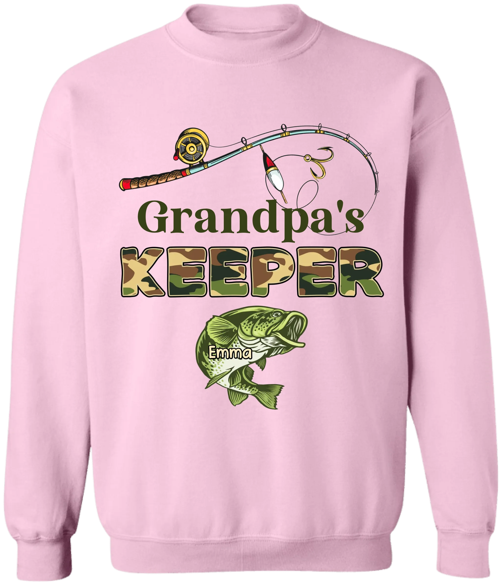 Grandpa's Keepers Camouflage - Personalized T-Shirt, Fishing Gift for Dad/Grandpa, Father's Day Gift