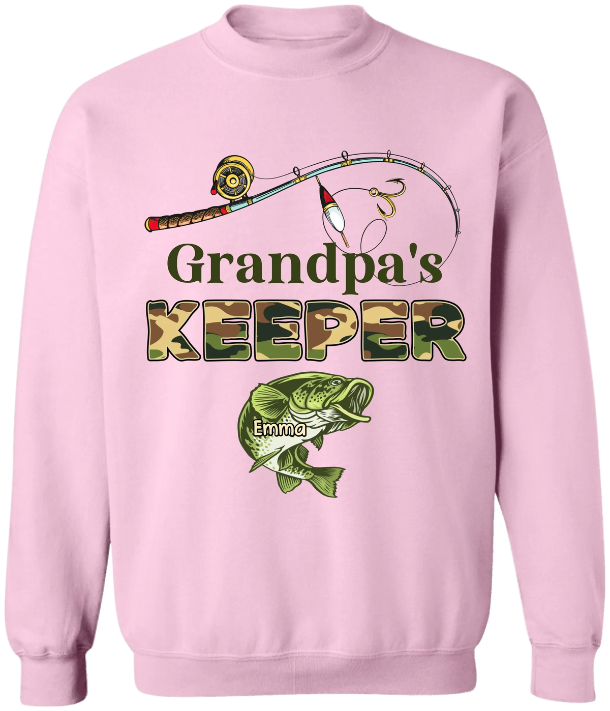 Grandpa's Keepers Camouflage - Personalized T-Shirt, Fishing Gift for Dad/Grandpa, Father's Day Gift
