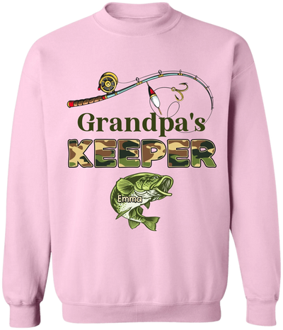 Grandpa's Keepers Camouflage - Personalized T-Shirt, Fishing Gift for Dad/Grandpa, Father's Day Gift