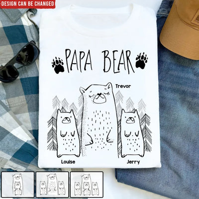 Papa Bear - Personalized T-Shirt, Gift for Dad/Grandpa, Father's Day Gift