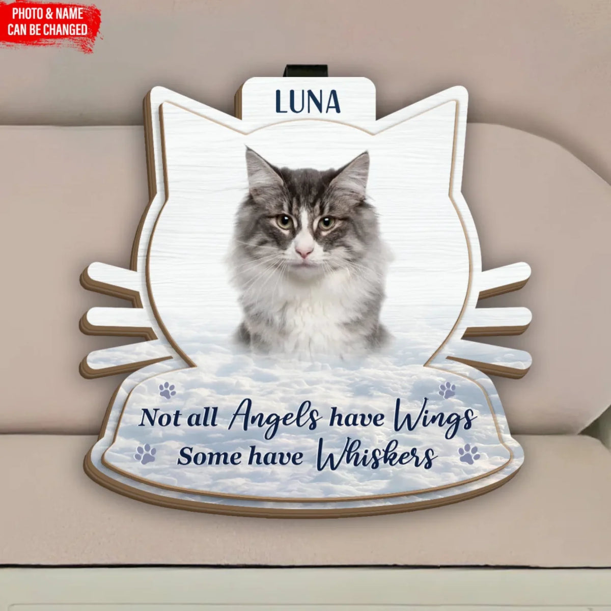 Not All Angels Have Wings Some Have Whishers - Personalized Car Visor Clip, Memorial Gift For Cat
