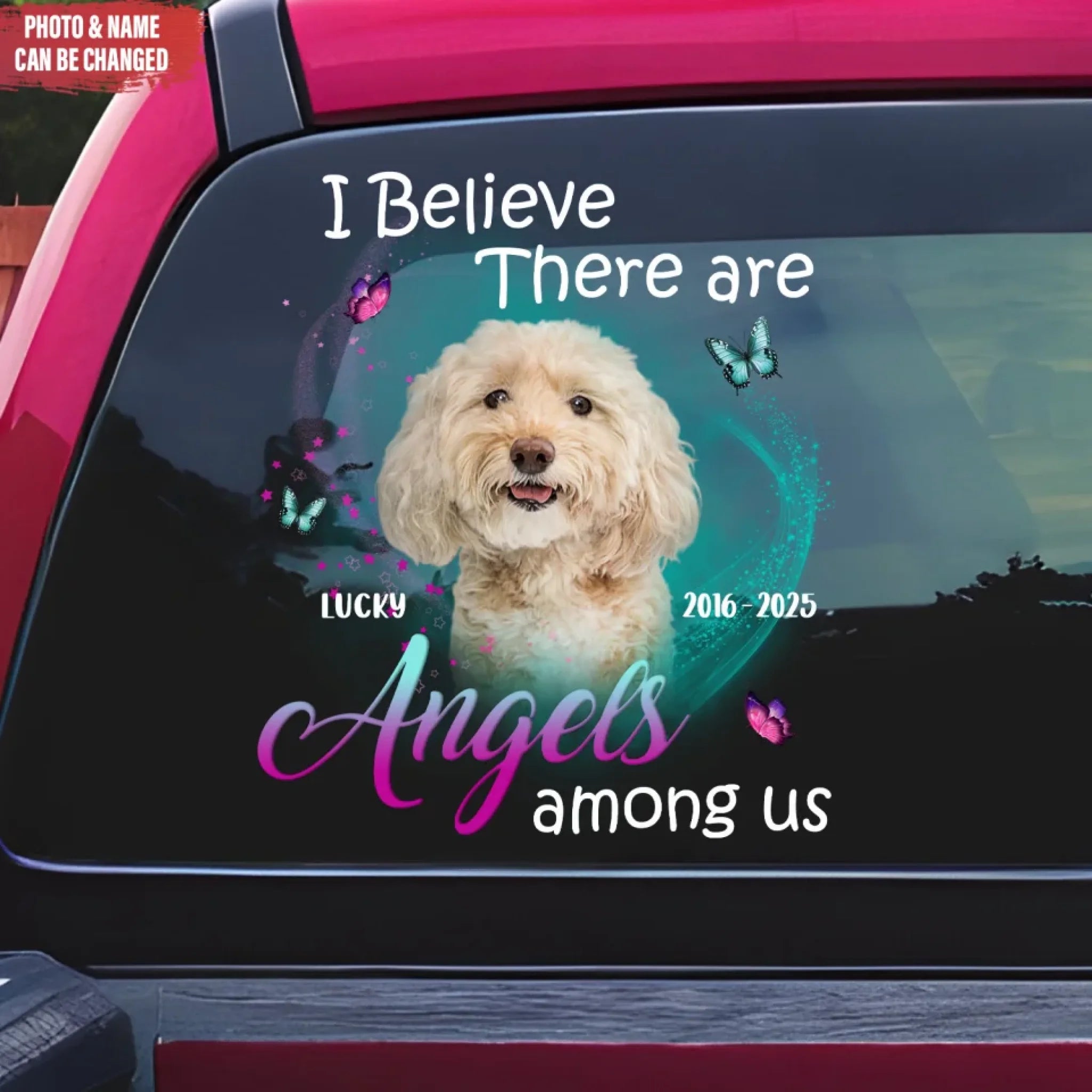 Custom Dog Photo, I Believe There Are Angels Among Us - Personalized Decal, Memorial Gift