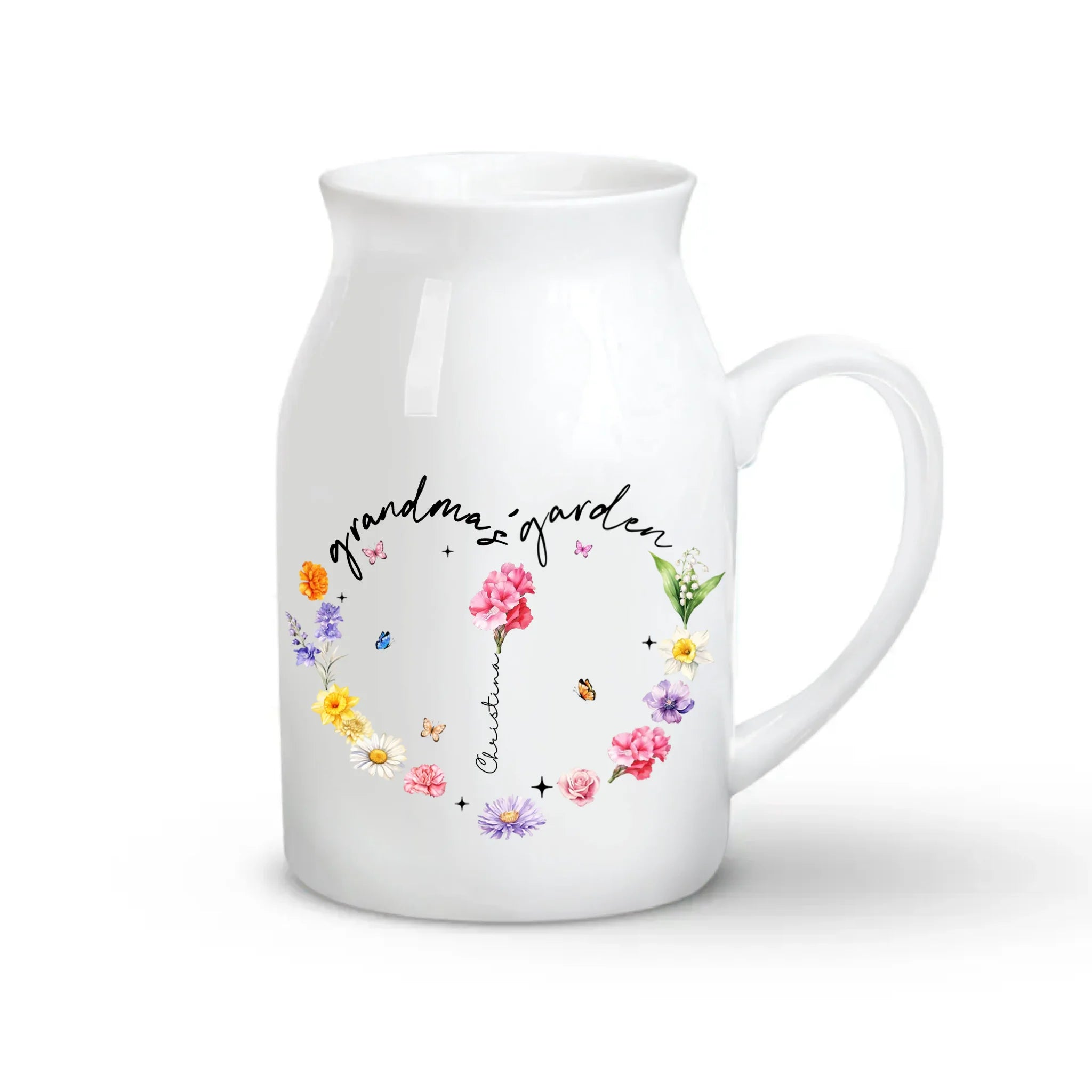 Grandma's Garden Birth Flower - Personalized Flower Vase, Gift for Mom/Grandma
