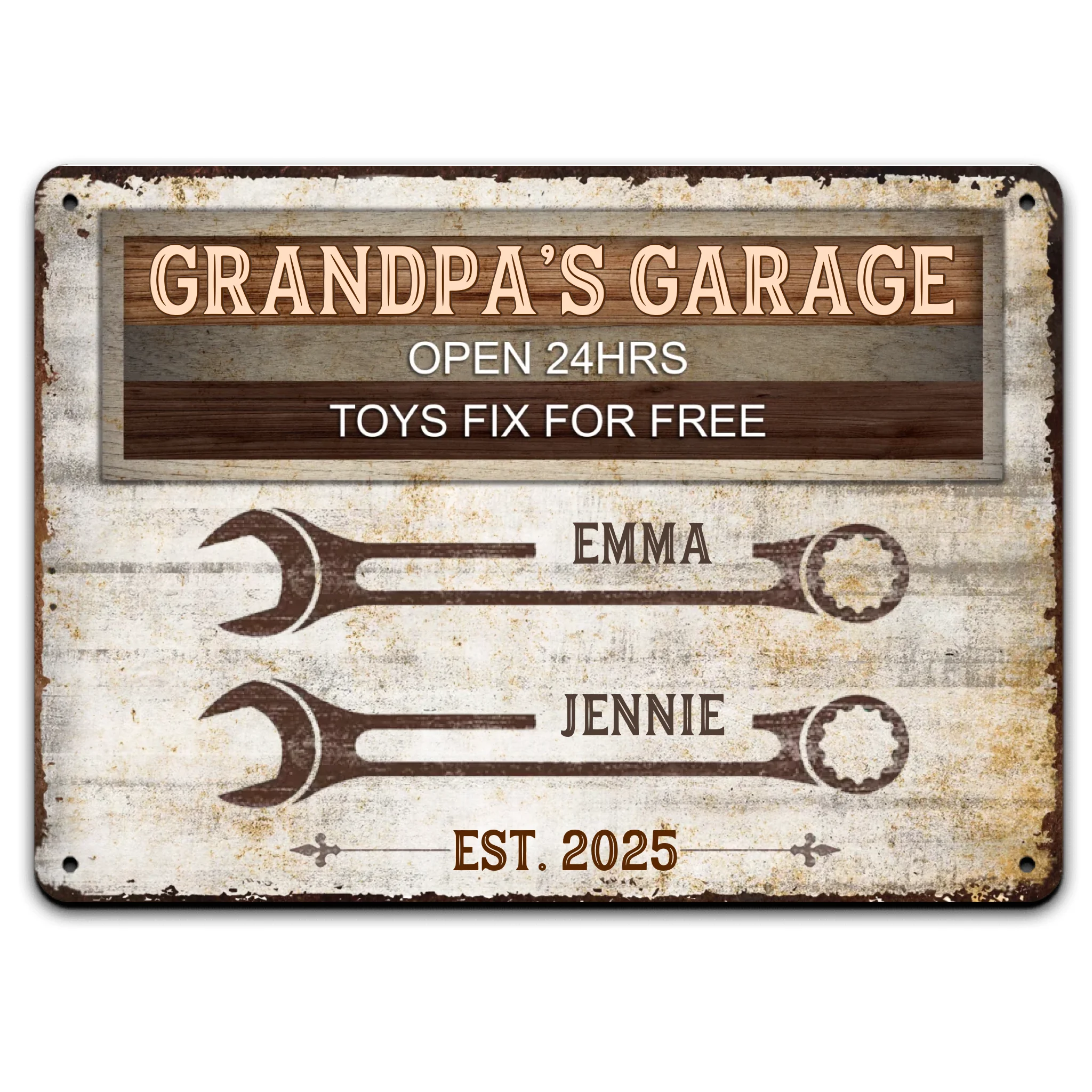 Grandpa's Garage - Personalized Metal Sign, Gift for Dad/Grandpa, Mechanic Dad Gift