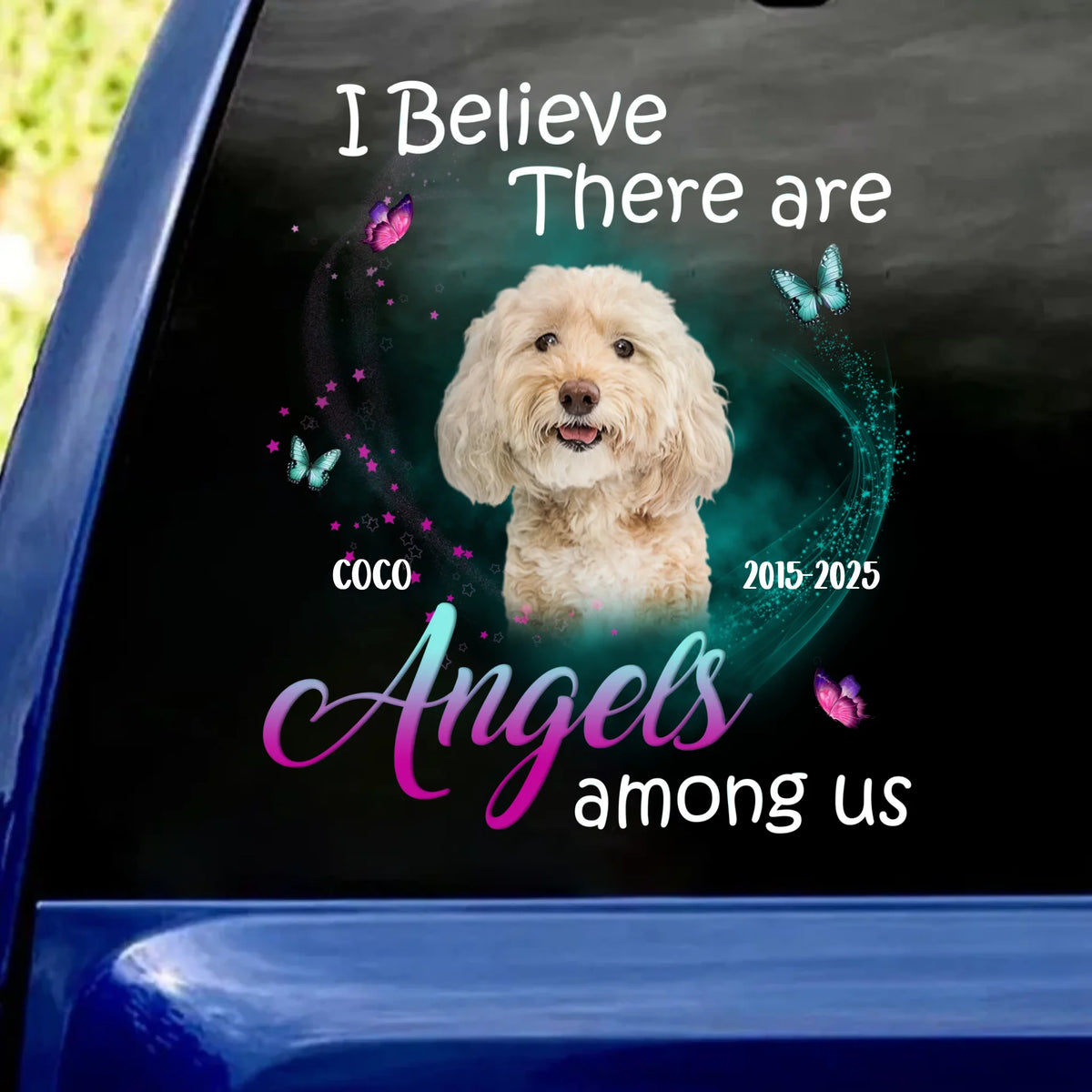 Custom Dog Photo, I Believe There Are Angels Among Us - Personalized Decal, Memorial Gift