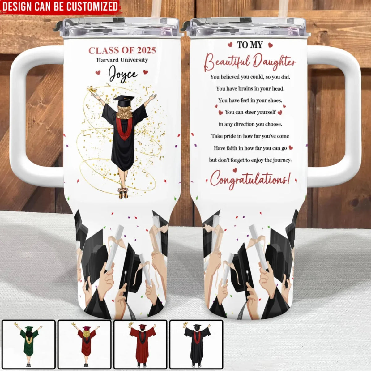 Graduation Congratulation Enjoy The Journey - Personalized Tumbler 40oz, Graduation Tumbler, Graduation Gift