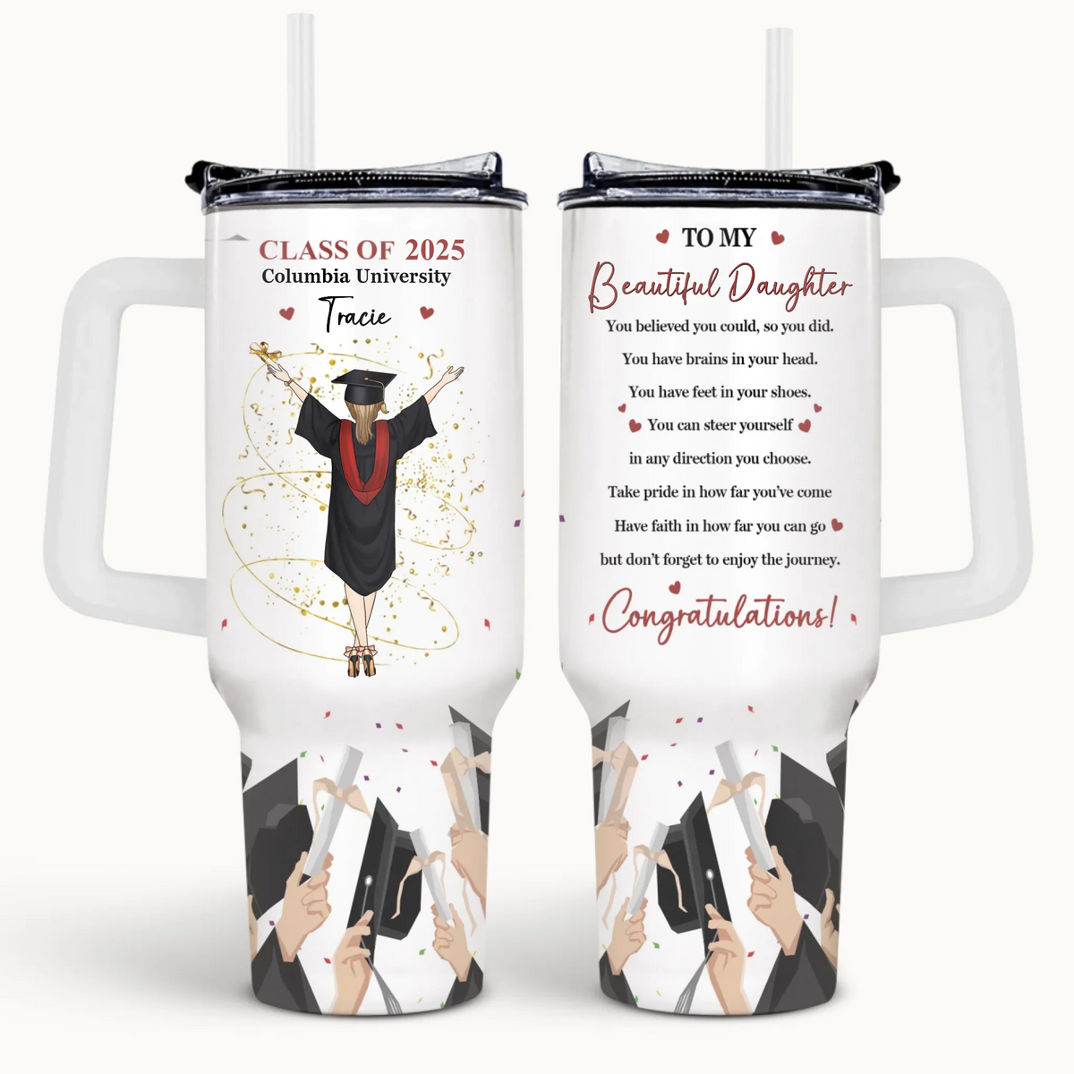 Graduation Congratulation Enjoy The Journey - Personalized Tumbler 40oz, Graduation Tumbler, Graduation Gift