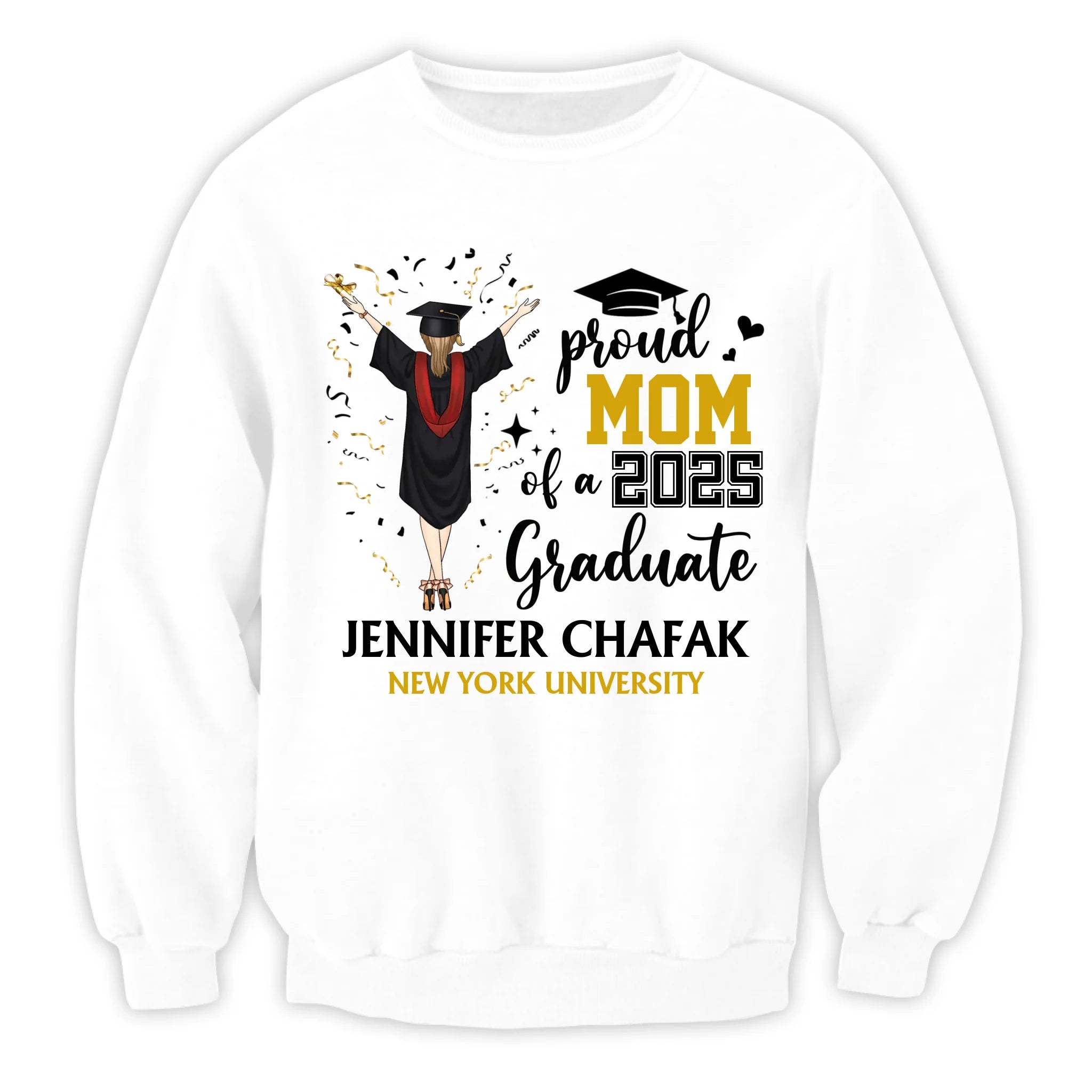 Proud Mom Of A 2025 Graduate - Personalized T-Shirt, Proud Family Shirt, Grad Party Tee