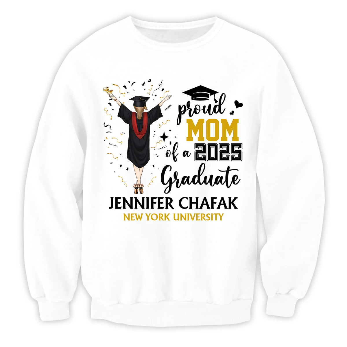 Proud Mom Of A 2025 Graduate - Personalized T-Shirt, Proud Family Shirt, Grad Party Tee