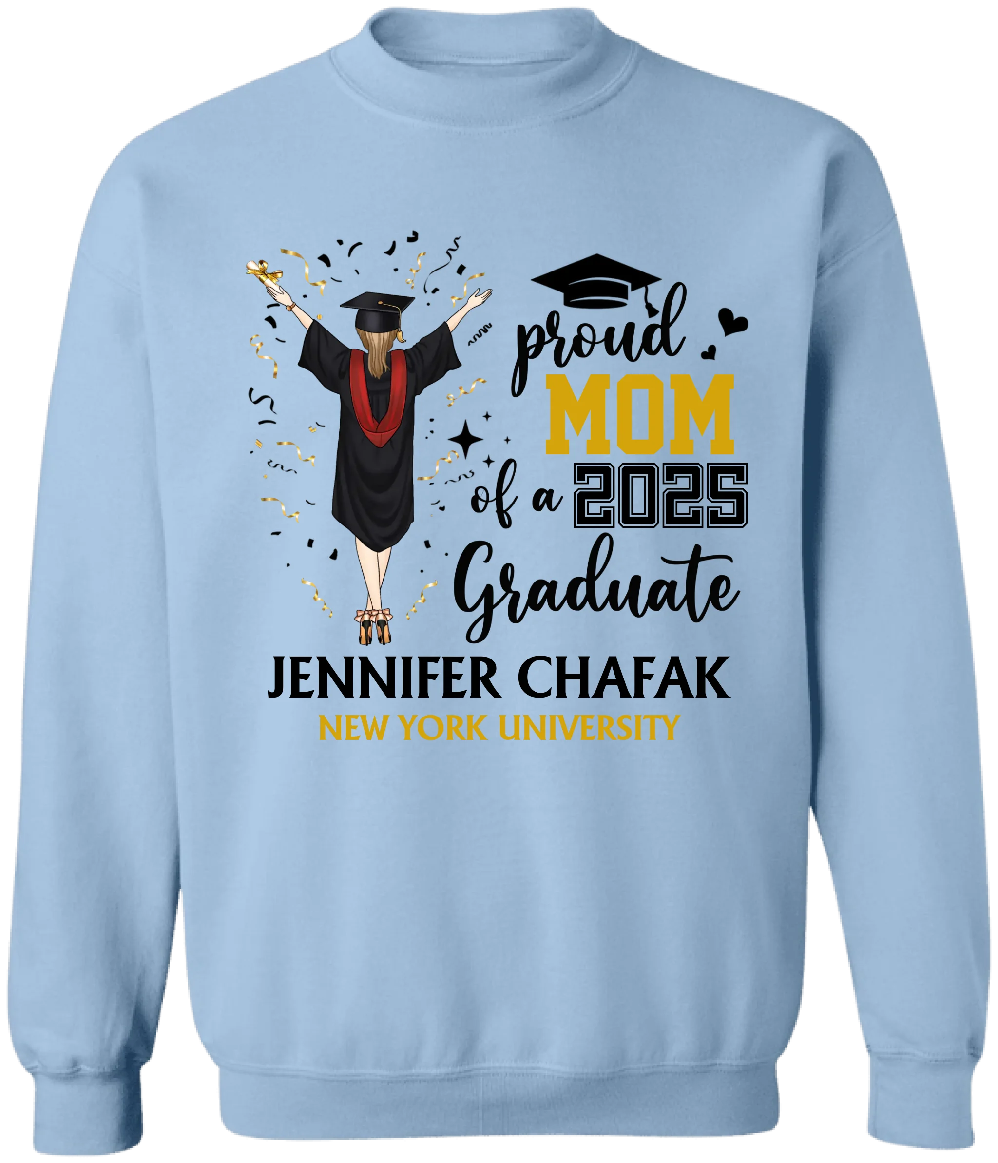 Proud Mom Of A 2025 Graduate - Personalized T-Shirt, Proud Family Shirt, Grad Party Tee