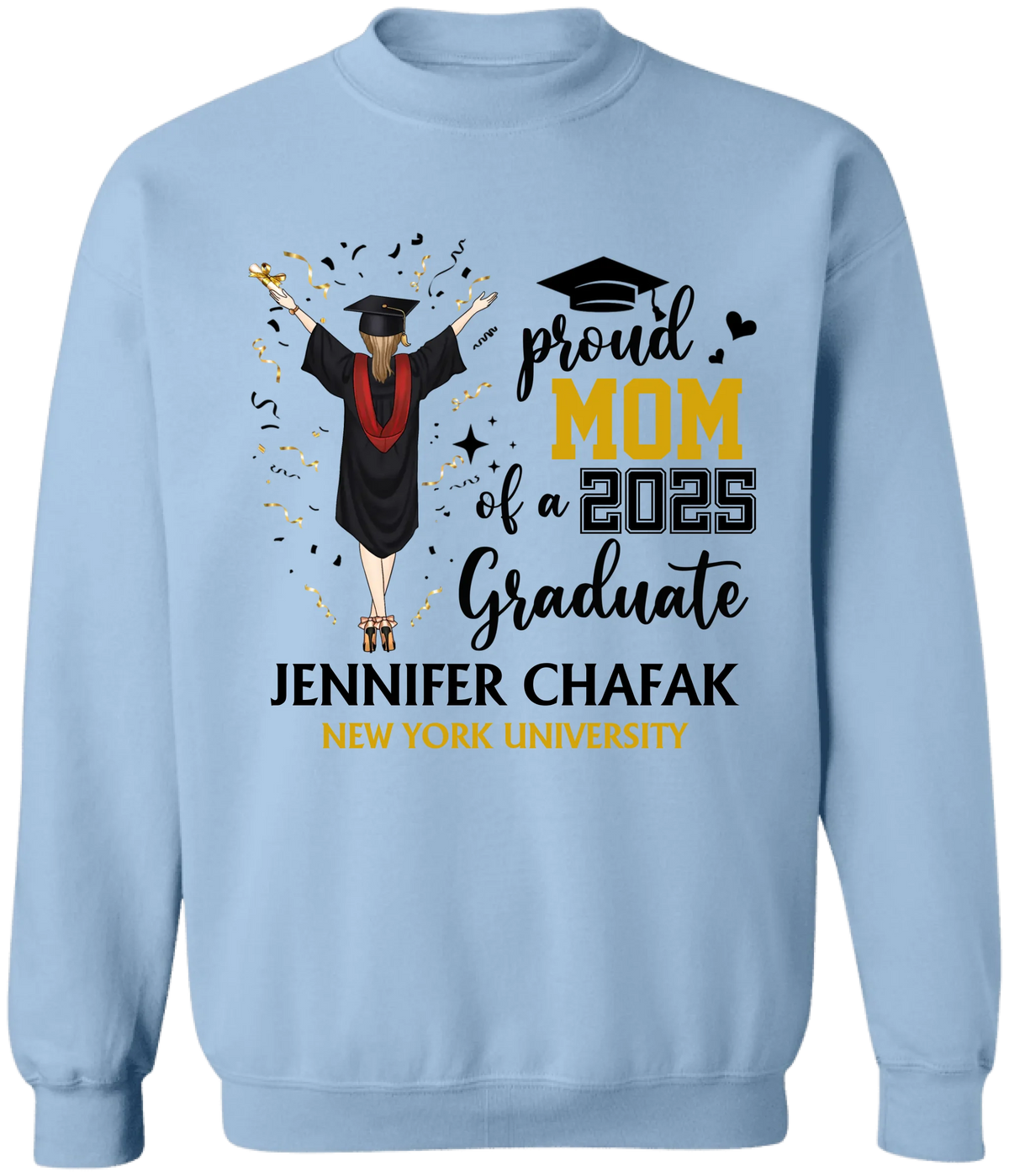 Proud Mom Of A 2025 Graduate - Personalized T-Shirt, Proud Family Shirt, Grad Party Tee