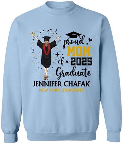 Proud Mom Of A 2025 Graduate - Personalized T-Shirt, Proud Family Shirt, Grad Party Tee