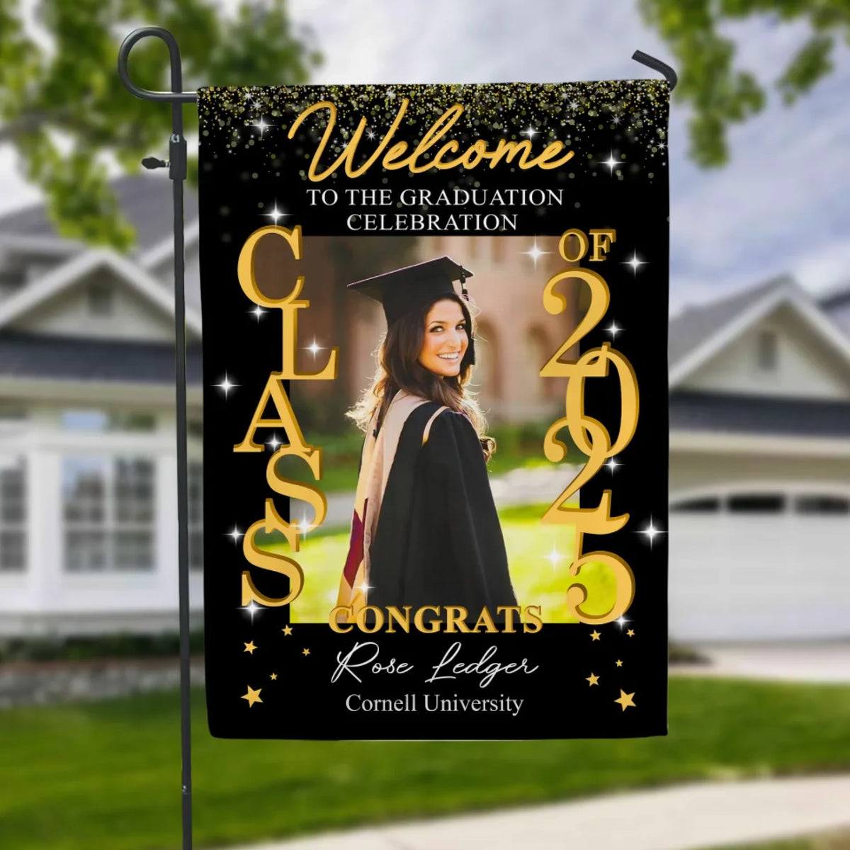 Welcome To The Graduation Celebration - Personalized Garden Flag, Custom Graduation Gift