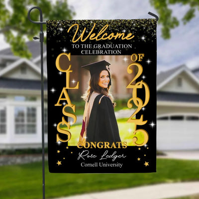 Welcome To The Graduation Celebration - Personalized Garden Flag, Custom Graduation Gift