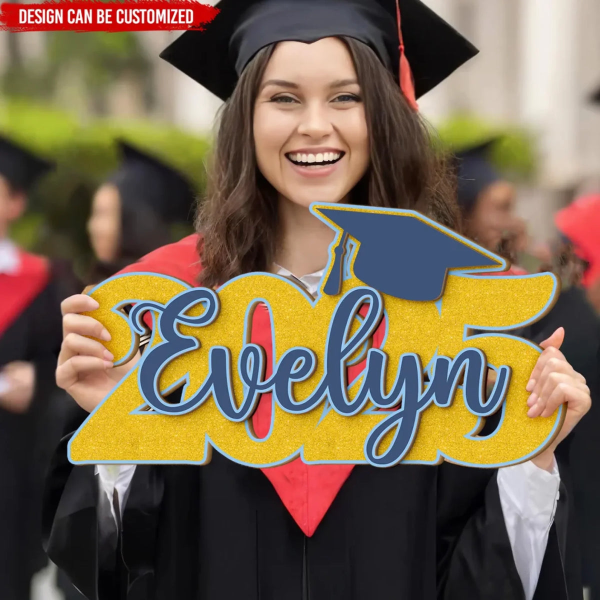 2025 Senior Glitter - Personalized 2 Layer Wooden Sign, Graduation Gift, Grad Party Decoration