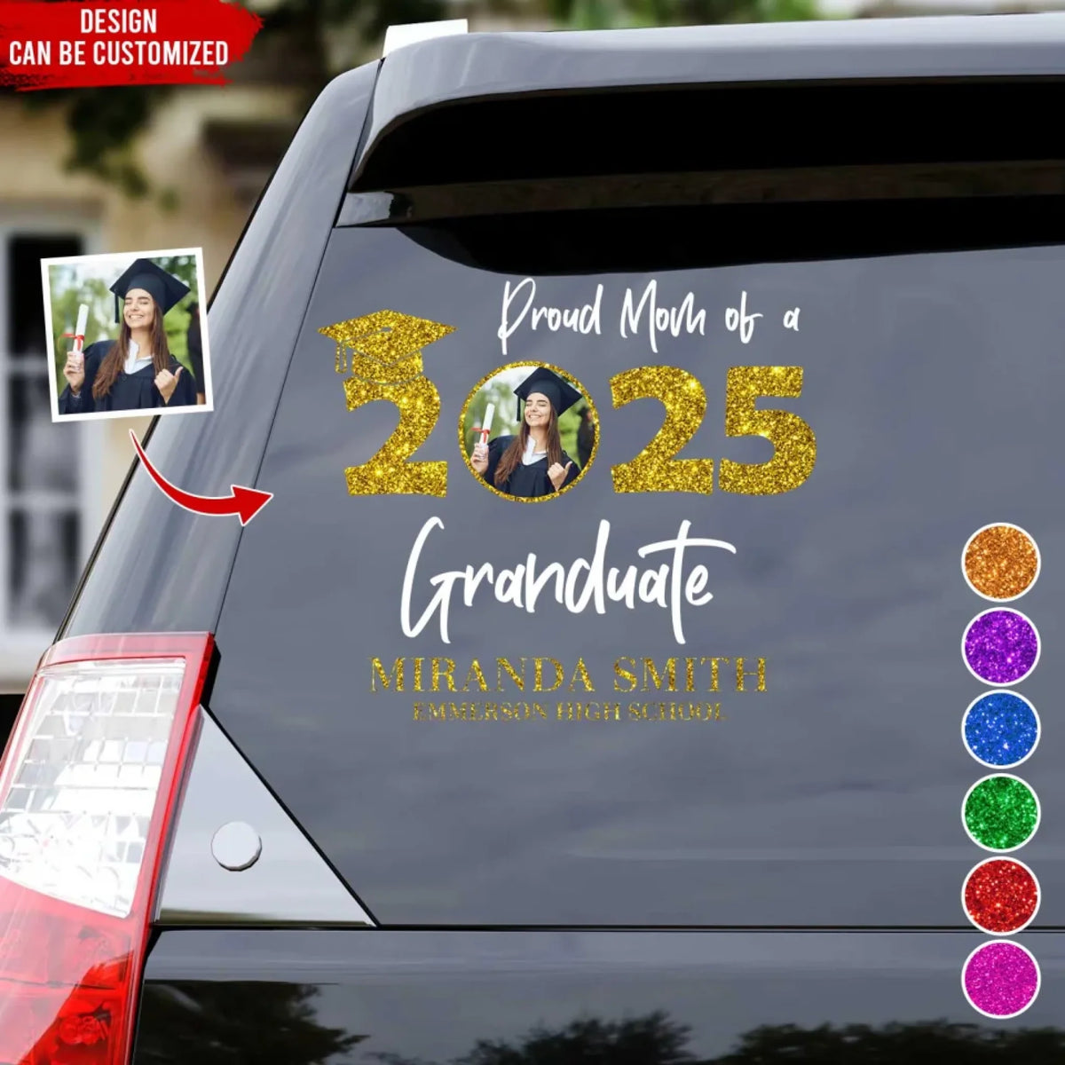 Proud Mom Of A 2025 Graduate - Personalized Decal, Graduation Decoration, Proud Family Gift