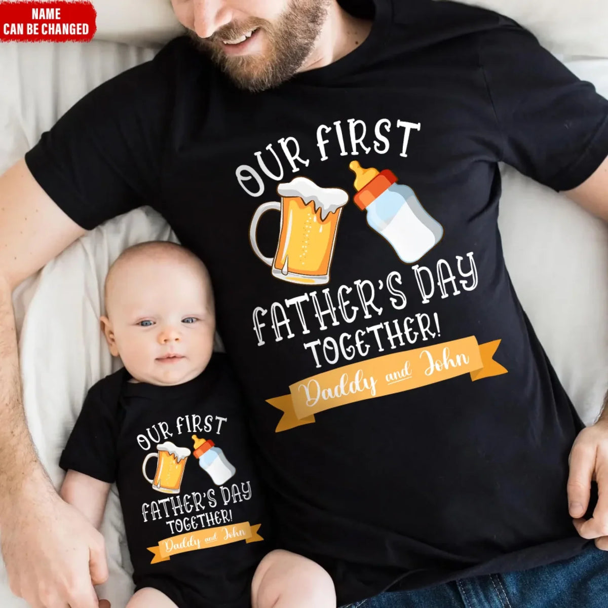 Our First Father’s Day Together - Personalized T-Shirt, Gift For 1st Dad, Matching Shirt For Dad And Kid
