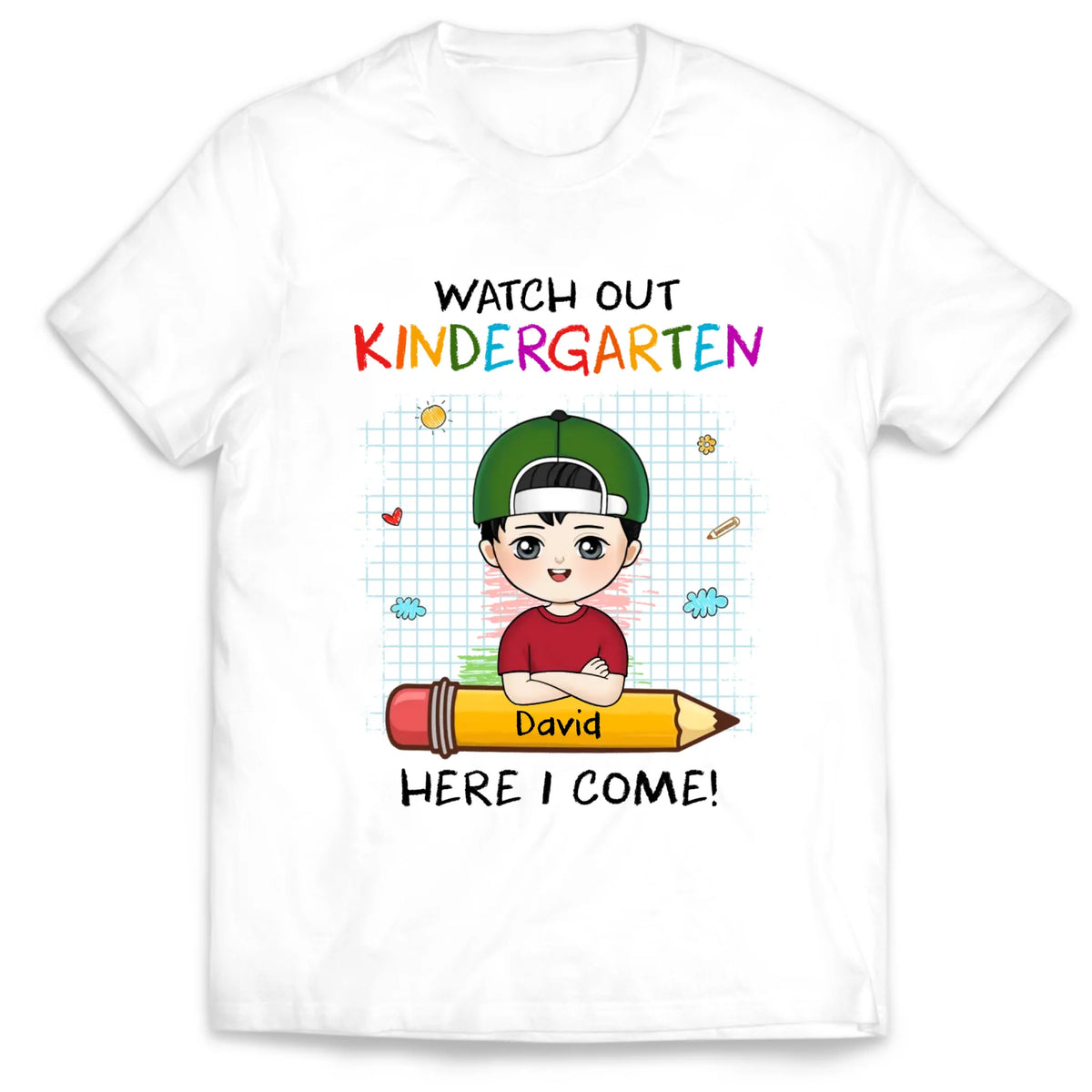 Watch Out Kindergarten Here I Come - Personalized Youth T-Shirt, Kid T Shirt, Pre K T-shirt
