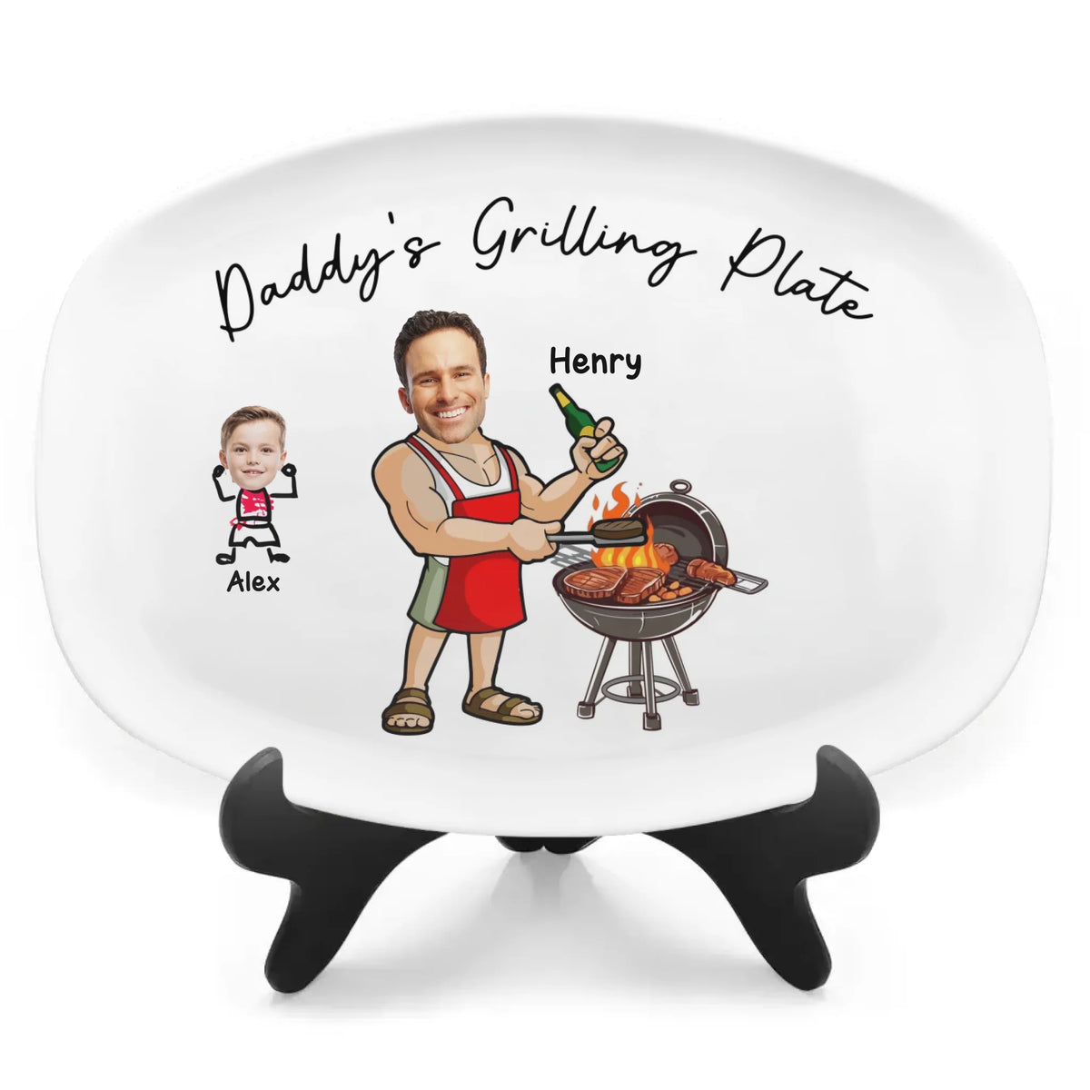 Daddy’s Grilling Plate - Personalized Platter, Gift for Dad/Grandpa, Dad’s Gift Idea