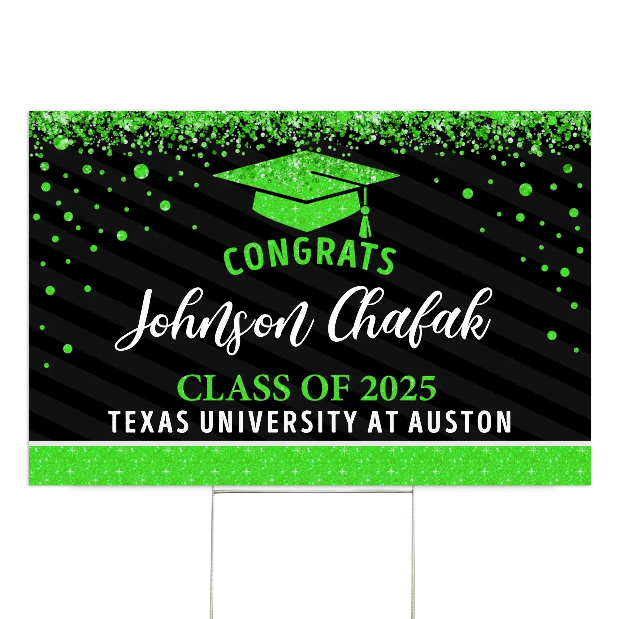 Congrats Class Of 2025 Glitter - Personalized Yard Sign, Graduation Gift, Grad Celebration Party Sign