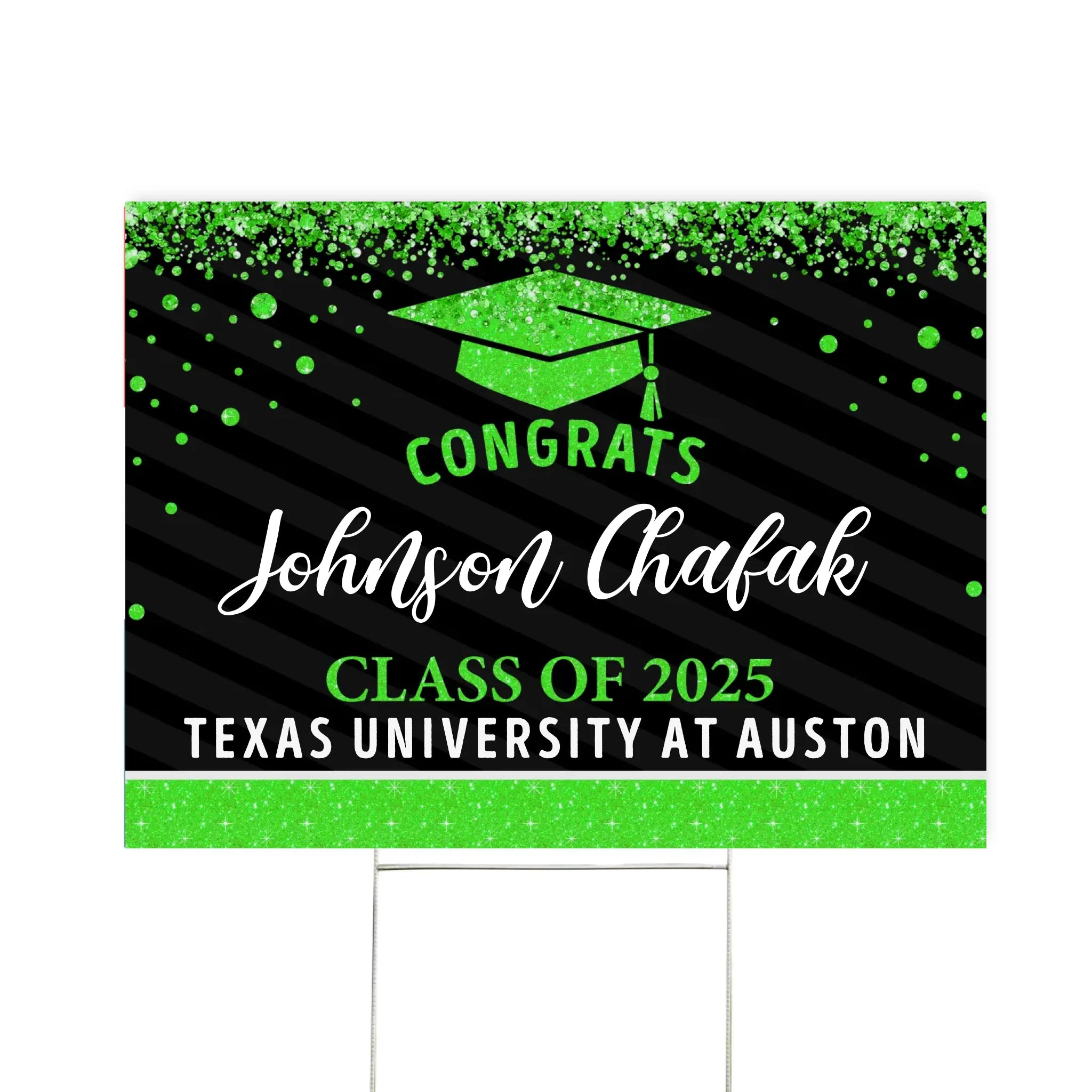 Congrats Class Of 2025 Glitter - Personalized Yard Sign, Graduation Gift, Grad Celebration Party Sign