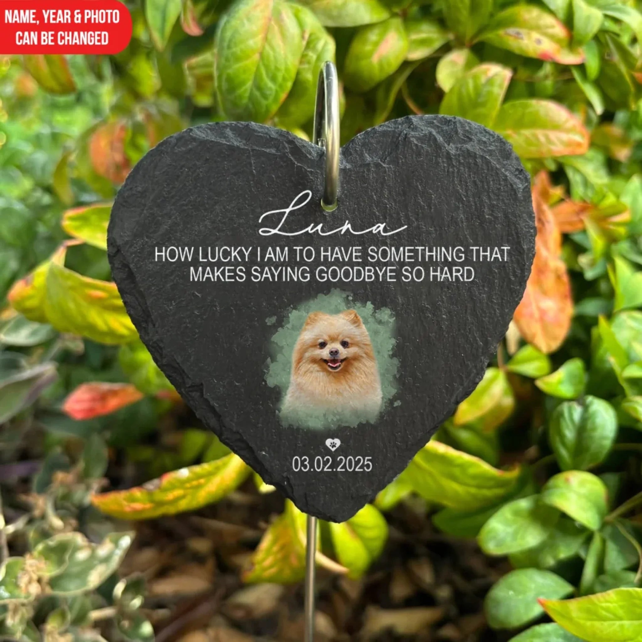 How Lucky I Am To Have Something That Makes Saying Goodbyes So Hard - Personalized Garden Slate, Memorial Gift For Loss Of Pet