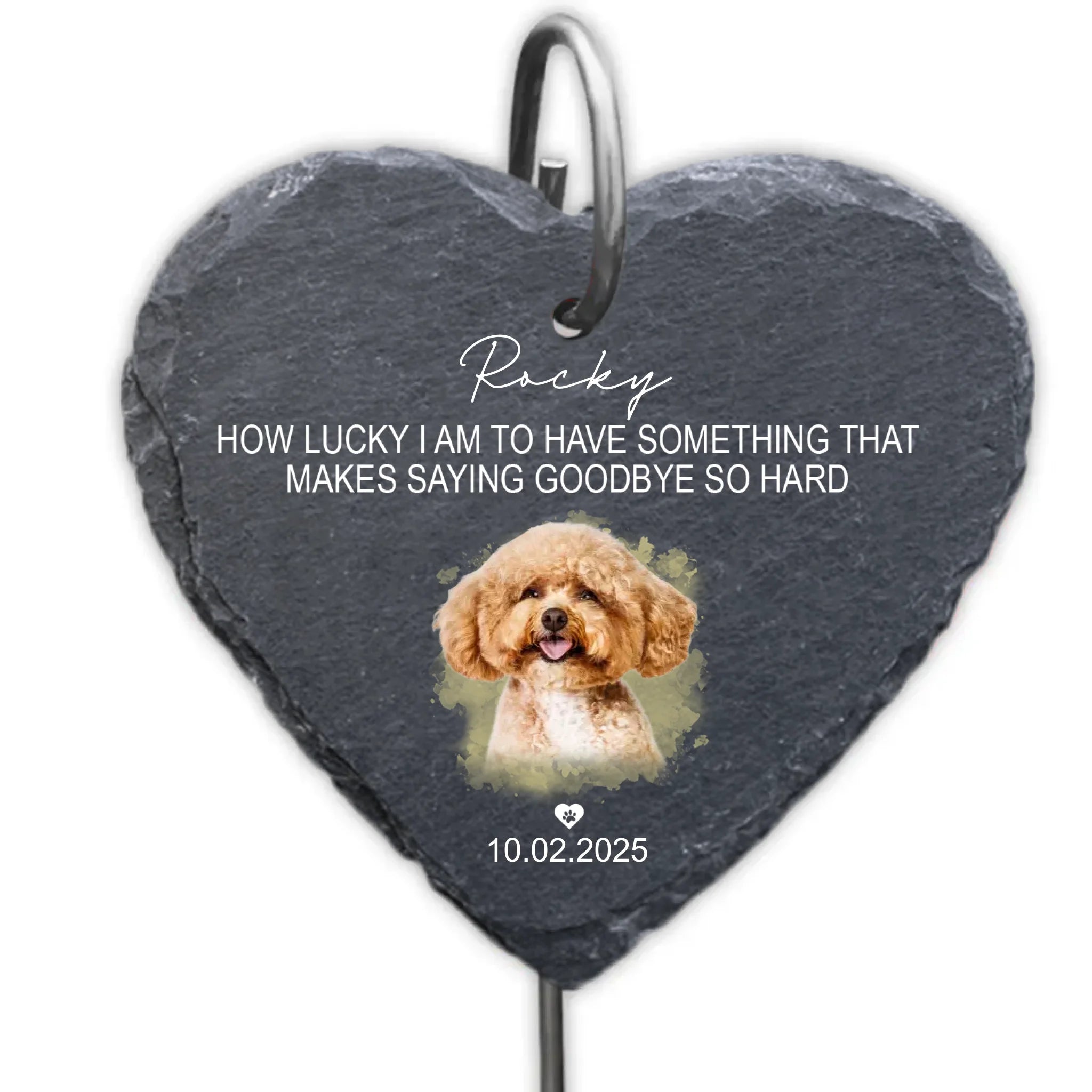 How Lucky I Am To Have Something That Makes Saying Goodbyes So Hard - Personalized Garden Slate, Memorial Gift For Loss Of Pet