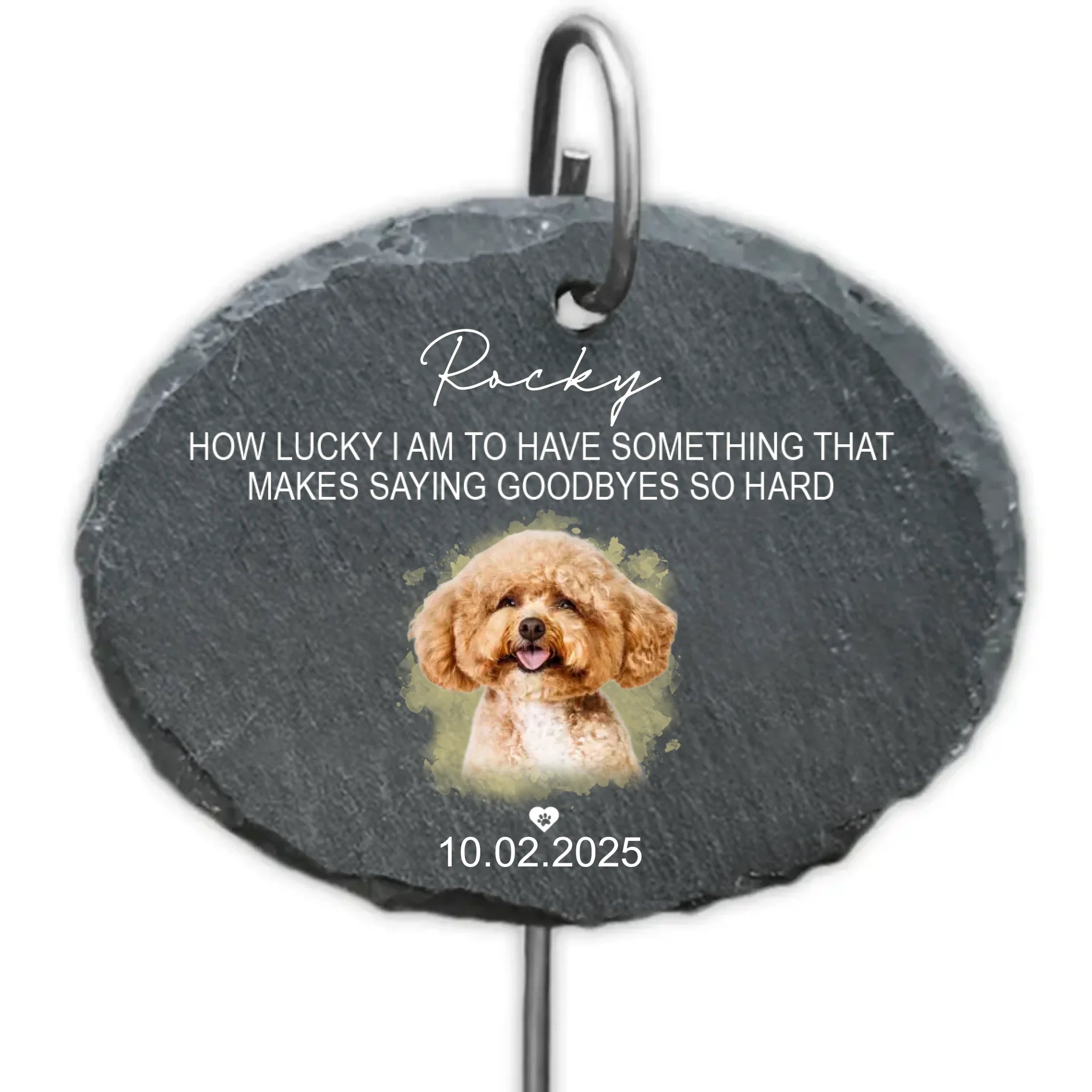 How Lucky I Am To Have Something That Makes Saying Goodbyes So Hard - Personalized Garden Slate, Memorial Gift For Loss Of Pet