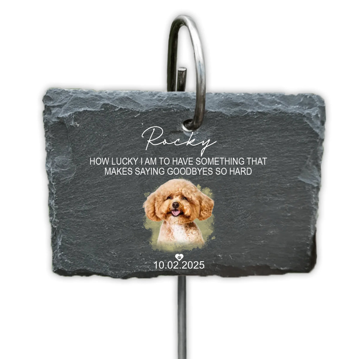 How Lucky I Am To Have Something That Makes Saying Goodbyes So Hard - Personalized Garden Slate, Memorial Gift For Loss Of Pet