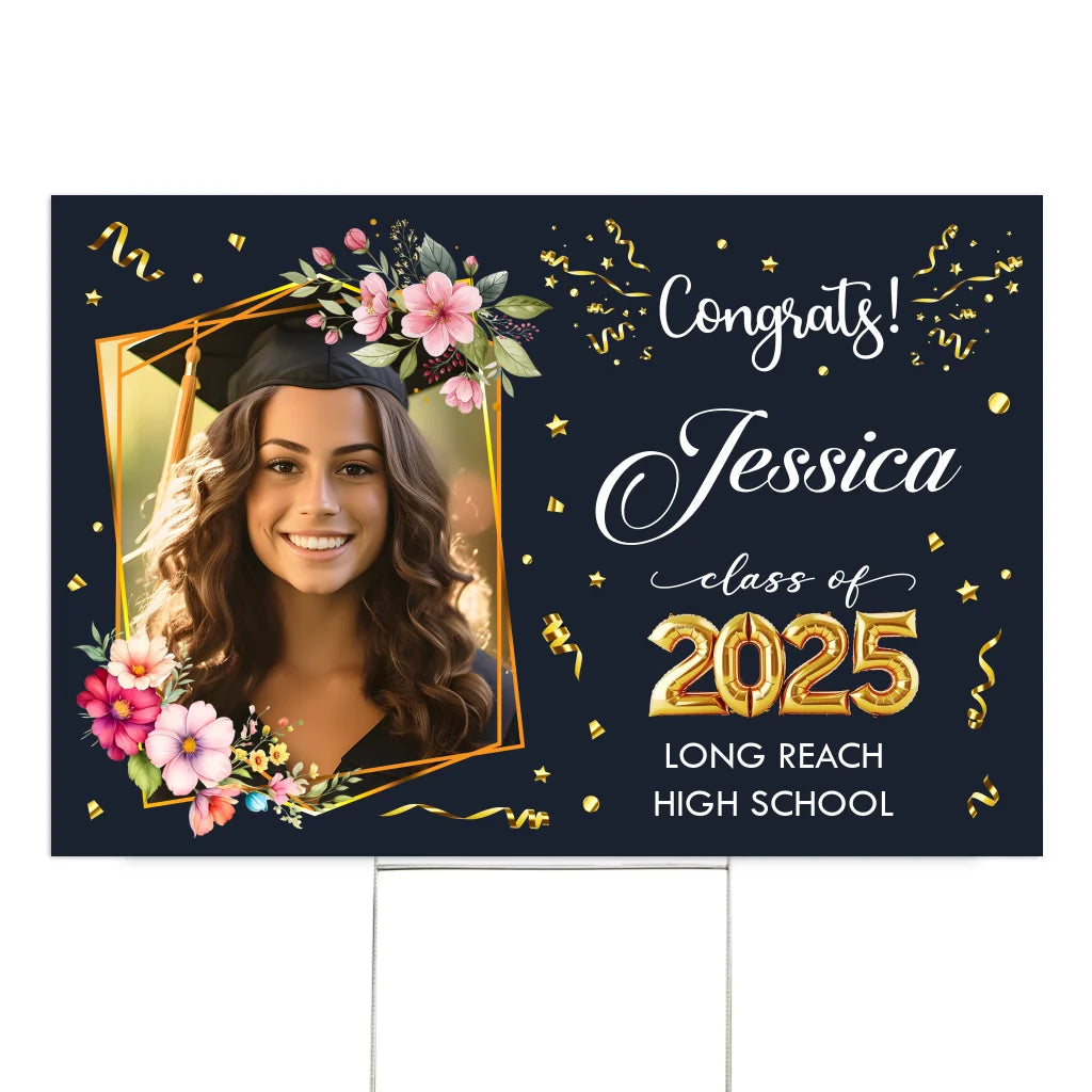 Congrats Class Of 2025 - Personalized Yard Sign, Graduation Custom Gift, Grad Party Decor