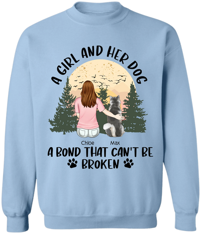 A Girl And Her Dog, A Bond That Can't Be Broken - Personalized T-shirt, Gift for Dog Lover, Dog Mom Gift