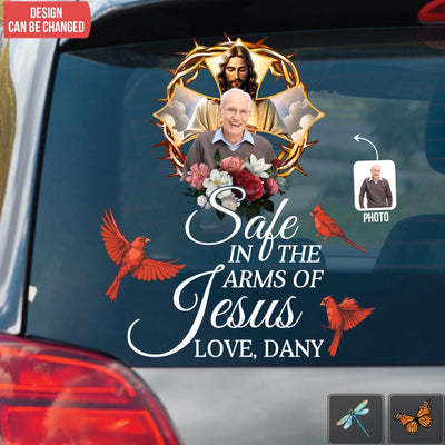 Safe In The Arms Of Jesus - Personalized Decal, Memorial Gift For Loss Of Loved One