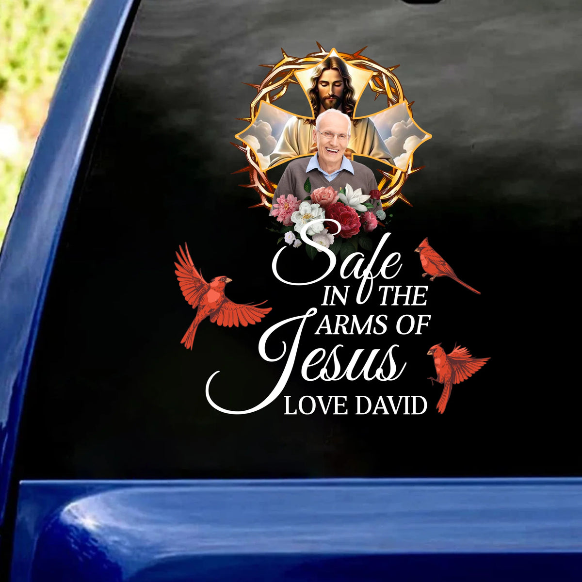 Safe In The Arms Of Jesus - Personalized Decal, Memorial Gift For Loss Of Loved One