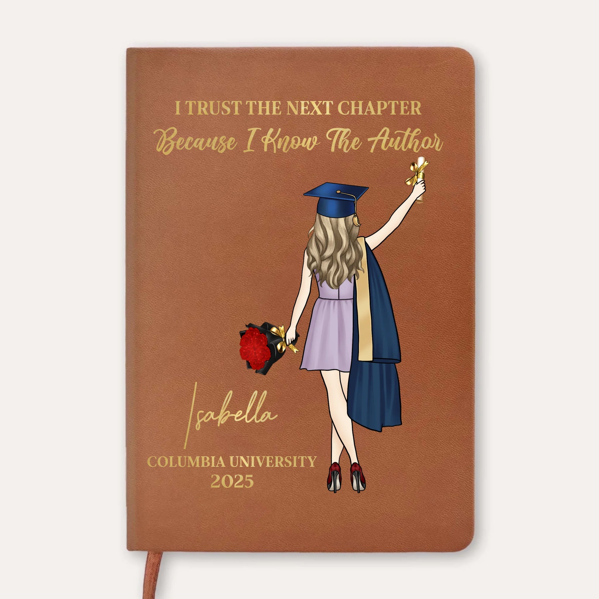 I Trust The Next Chapter Because I Know The Author - Personalized Leather Journal, Graduation Gift, Class of 2025