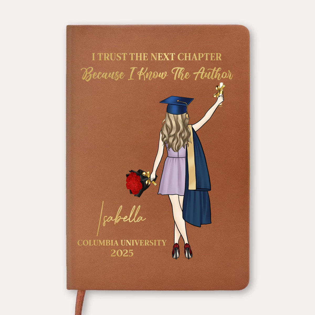 I Trust The Next Chapter Because I Know The Author - Personalized Leather Journal, Graduation Gift, Class of 2025
