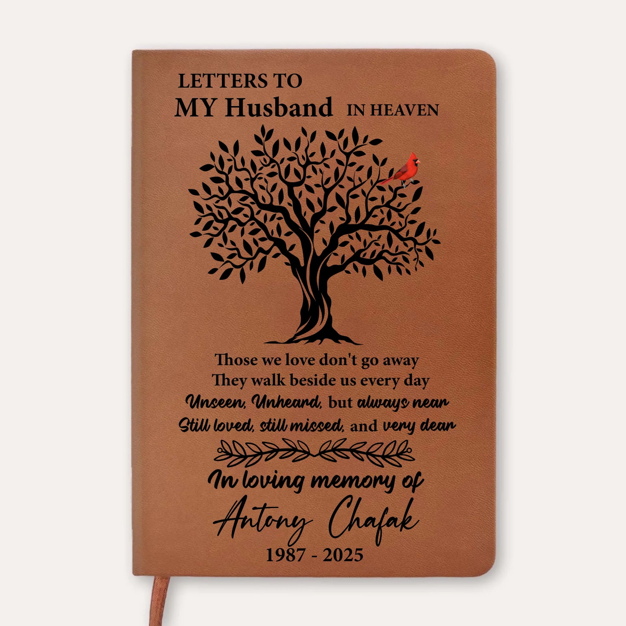 Letters To My Husband In Heaven - Personalized Leather Journal, Memorial Gift