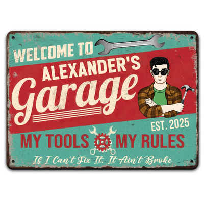 Welcome To Grandpa's Garage - Personalized Metal Sign, Gift For Grandpa