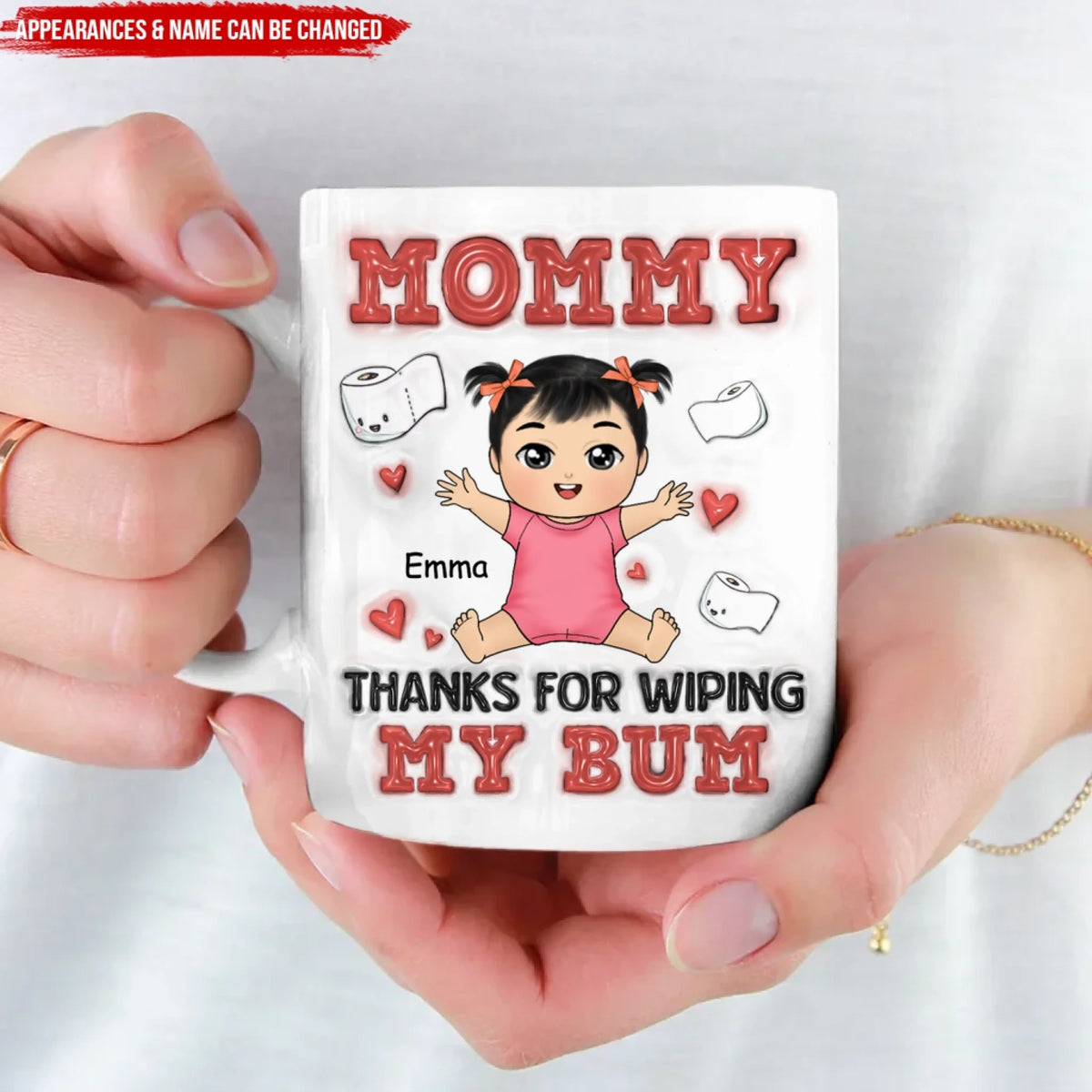 Thanks For Wiping My Bum - Personalized 3D Inflated Effect Mug, Custom Mug For Dad, Funny Gift