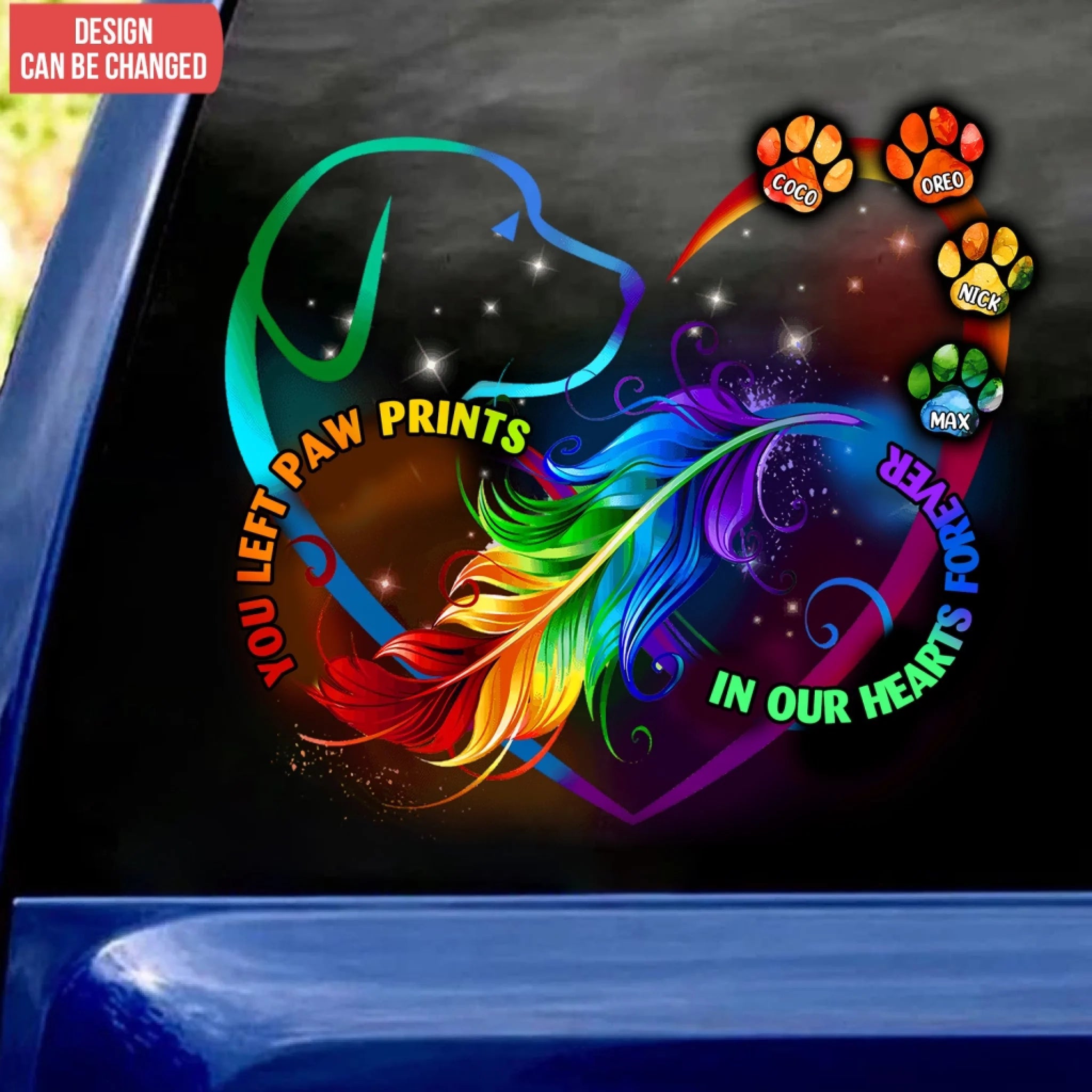 Memorial You Left Paw Prints In My Heart Forever - Personalized Decal, Gift For Dog Lovers, Memorial For Loss Of Pet