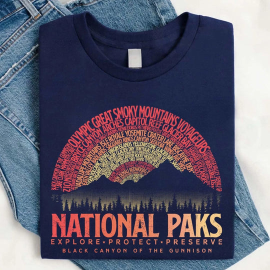Vintage National Parks - Personalized T-Shirt, Gift For Camping Outdoor Lover, Adventure Shirt