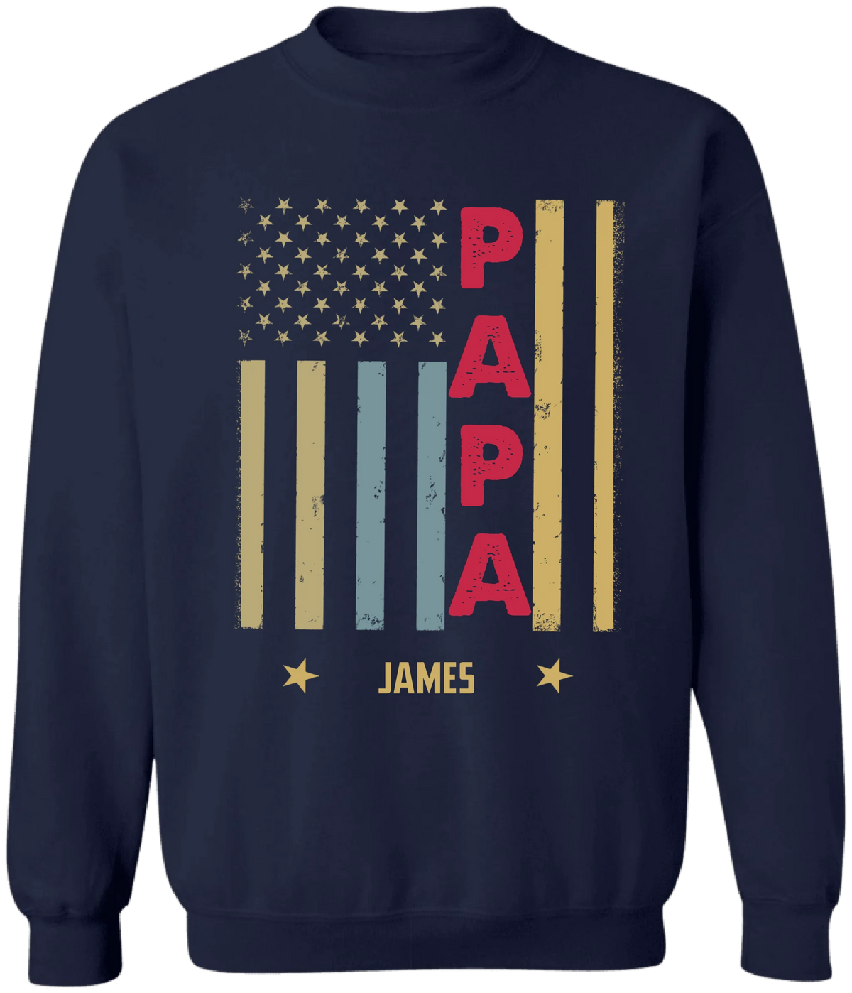 Papa Flag - Personalized T-shirt, Custom Kid Name US Flag Shirt, Father's Day Gift, Gift for Dad/Grandpa