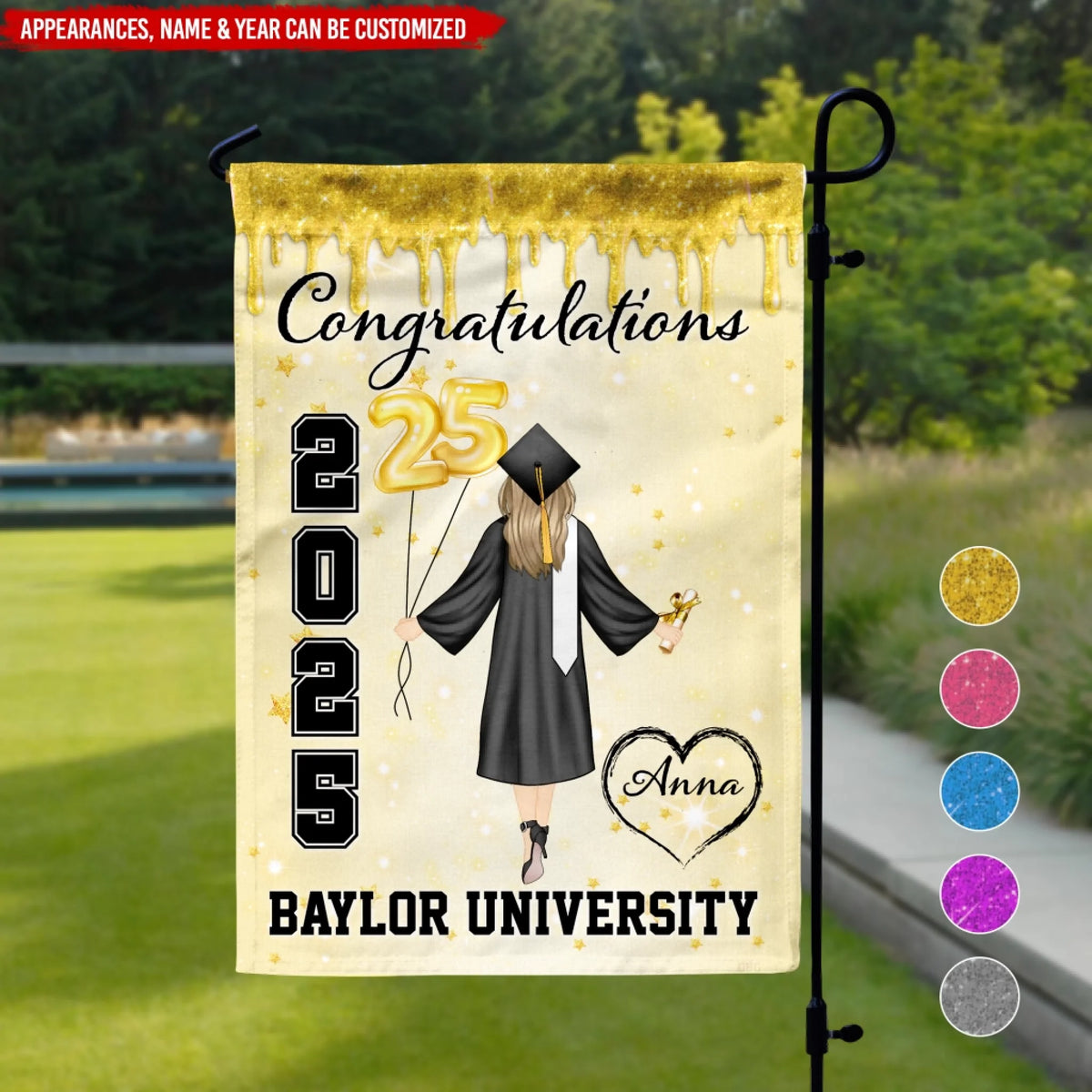 Congratulations 2025 Graduate - Personalized Garden Flag, Grad Party Decoration
