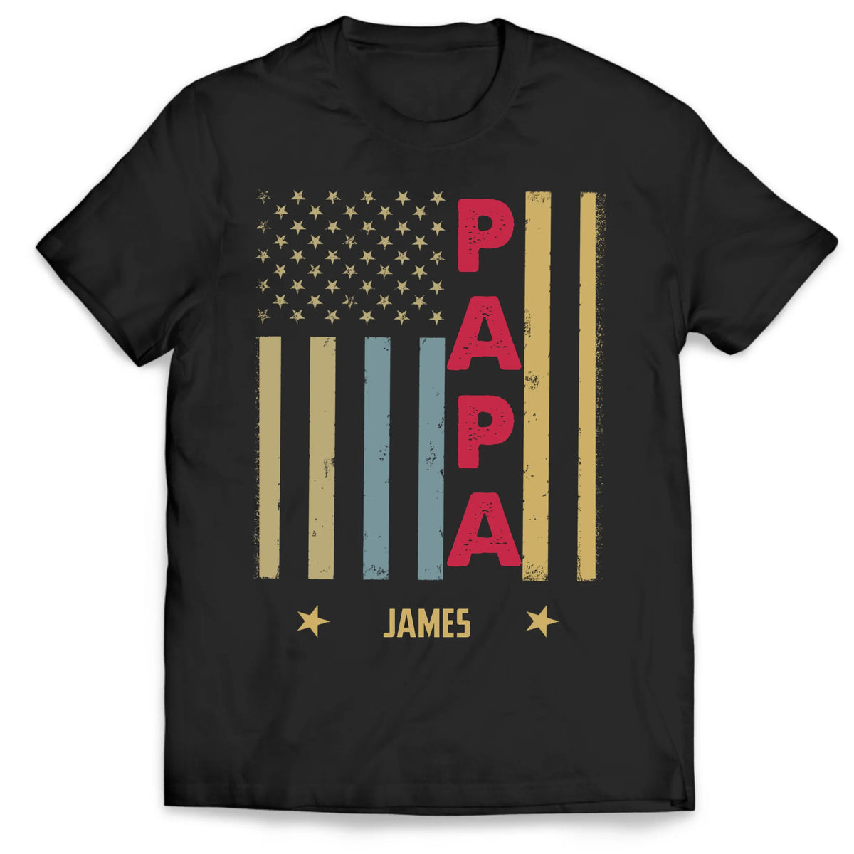Papa Flag - Personalized T-shirt, Custom Kid Name US Flag Shirt, Father's Day Gift, Gift for Dad/Grandpa