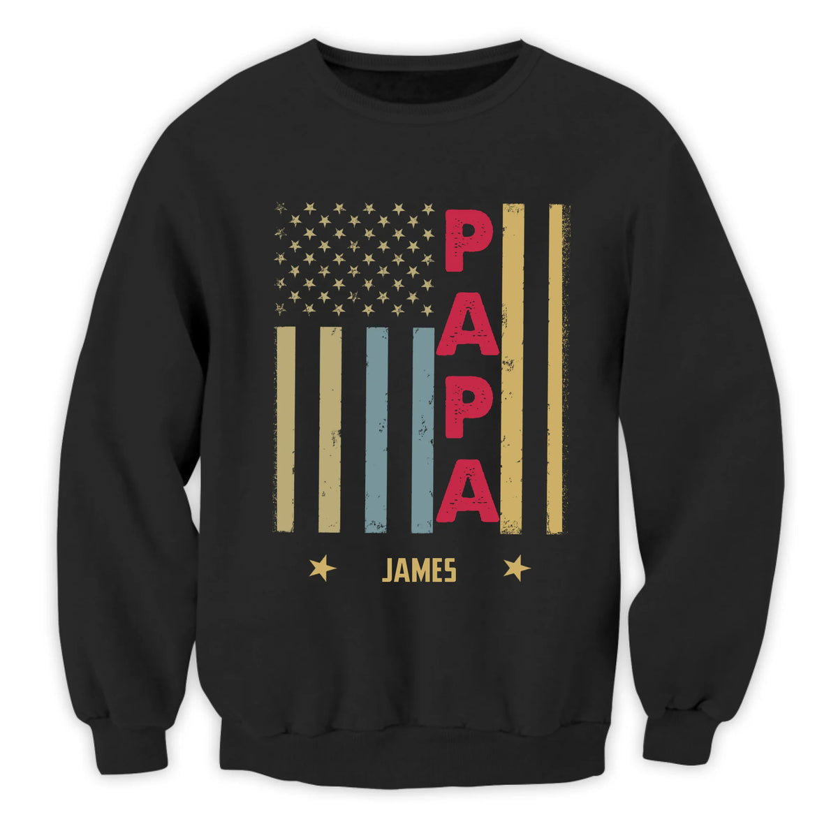 Papa Flag - Personalized T-shirt, Custom Kid Name US Flag Shirt, Father's Day Gift, Gift for Dad/Grandpa