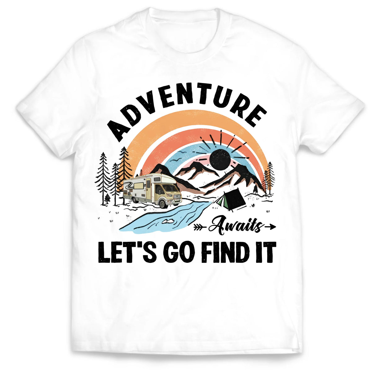 Adventure Awaits Let’s Go Find It - Personalized T-Shirt, Camping Shirt, Custom Camping Gift For Camping Lovers