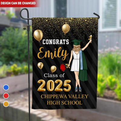 She/He Did It - Personalized Garden Flag, Grad Gift, Class Of 2025