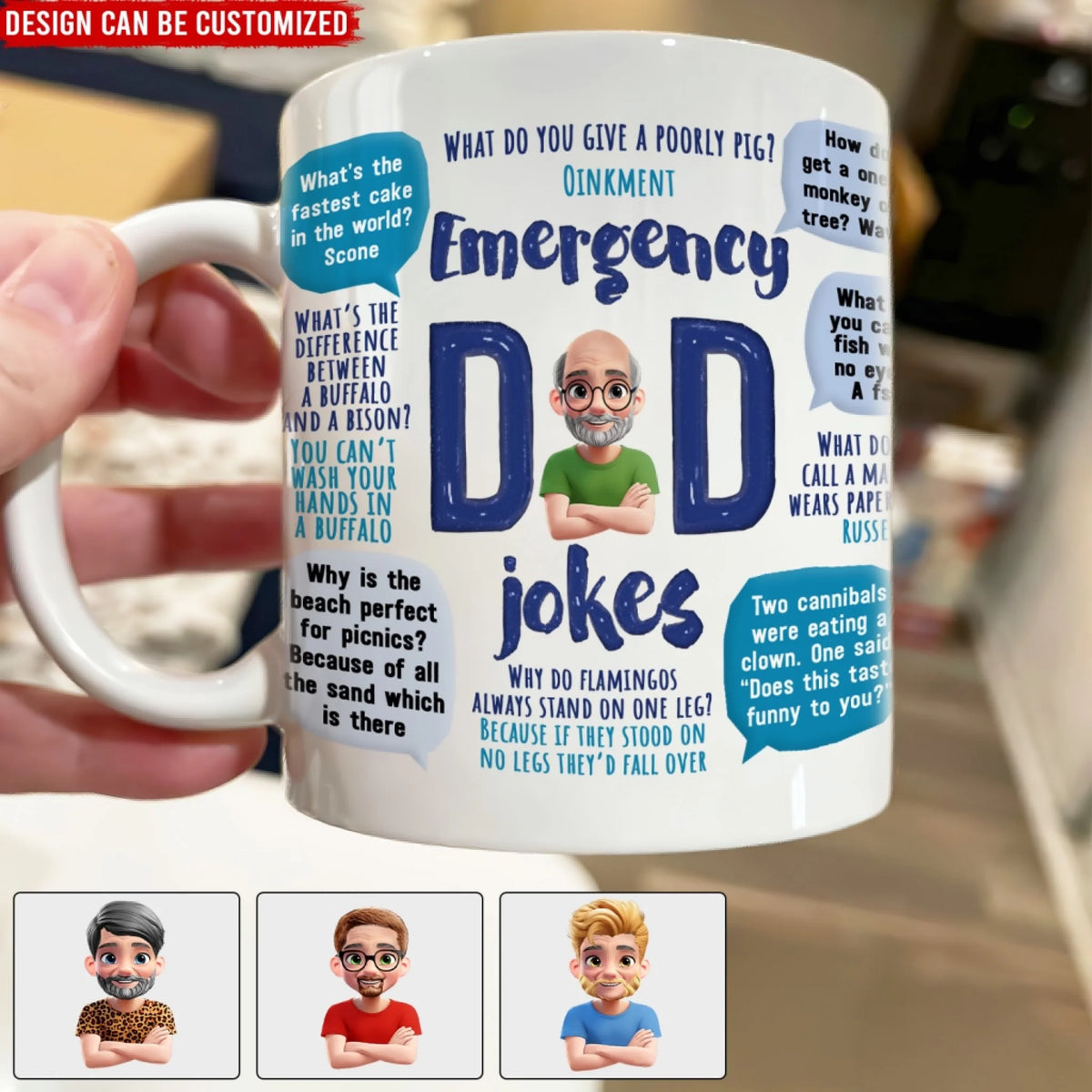 Emergency Dad Jokes - Personalized Mug, Gift For Dad, Funny Gift For Dad