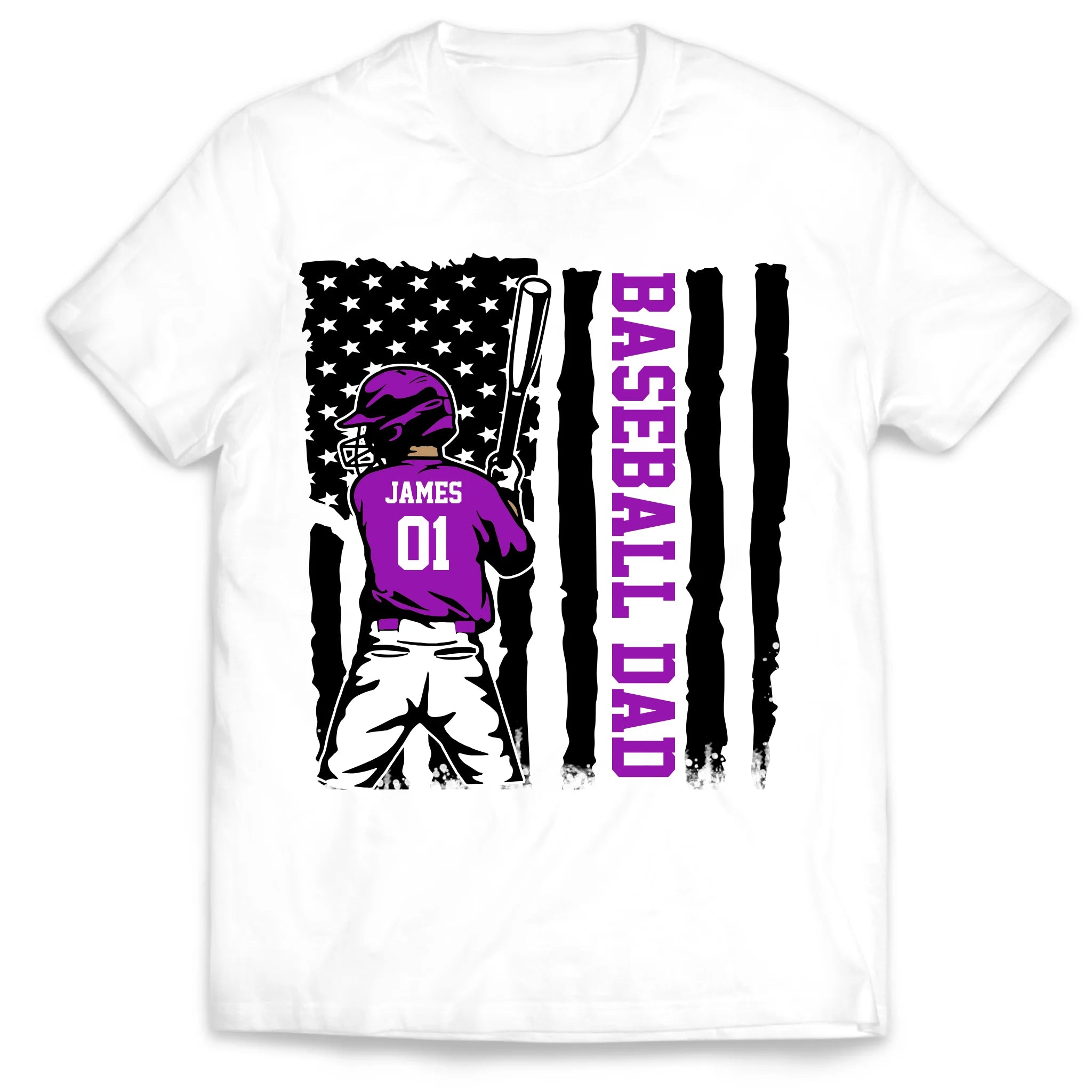 Baseball Dad - Personalized T-Shirt, Gift for Baseball Dad/Mom/Grandpa/Grandma, Baseball Family Gift